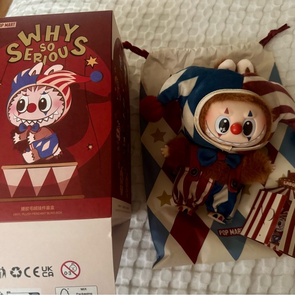 POP MART WHY SO SERIOUS JUGGLING CLOWN LABUBU VINYL PLUSH PENDANT - Picture 2 of 2